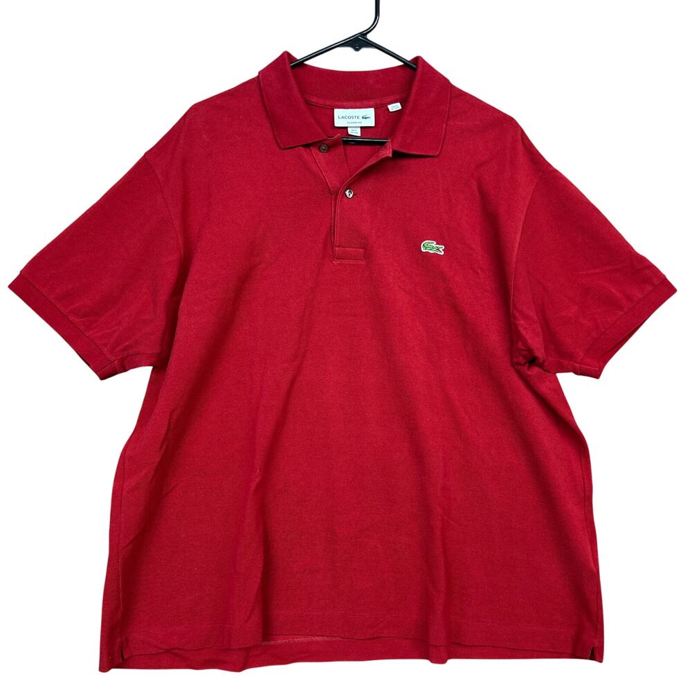 Lacoste Mens Polo Red Classic Fit Short Sleeve Cotton Stretch Casual Wear XXL